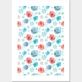 Watercolor snowflakes print Posters and Art